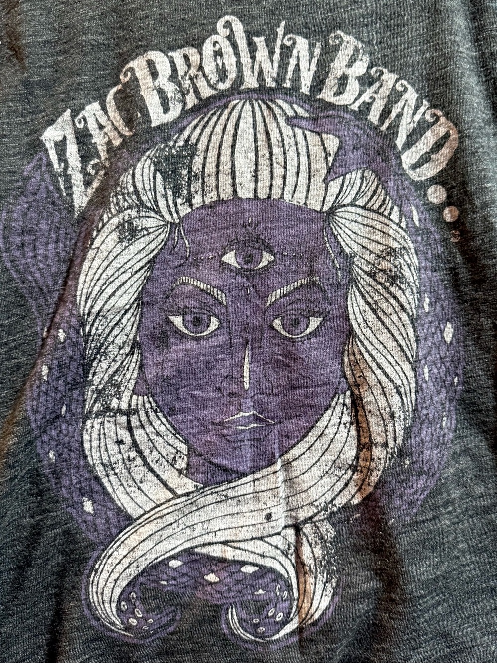 Zac Brown Band Grey Distressed "The Owl Tour" Graphic Tank Size S